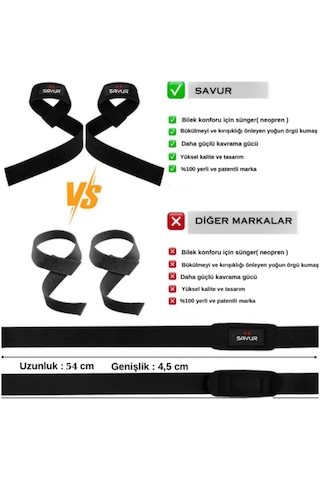 Savur Padded Lifting Straps Siyah Ağırlık Kaldırma Kayışı 2 Li