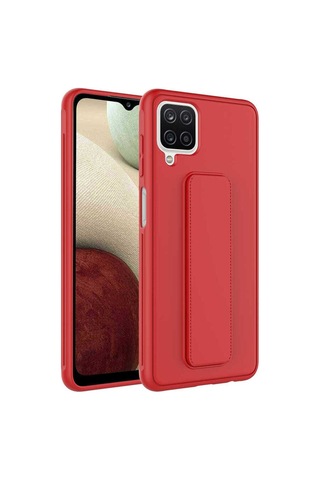Samsung Uyumlu Galaxy A12 Kılıf Zore Qstand Kapak Kırmızı