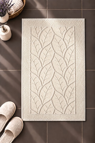 Sakura Sk013a Doğal Pamuk 2'li Banyo Paspas Seti 60x100 60x50cm Kaymaz Taban Makinada Yıkanabilir Kemik