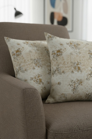 Chevron Bohem Dekoratif Punch Yastık Kırlent Kılıfı 2 Adet 45x45 Modern Çiçek Bej 45 x 45