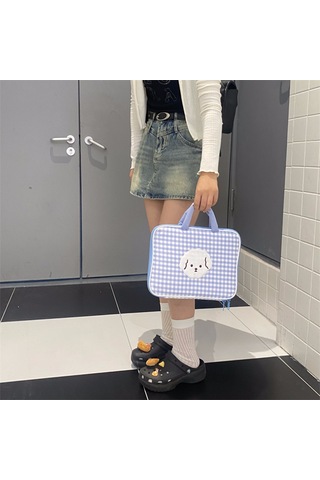 14 İnç Dizüstü Bilgisayar Çantası Gztk-2901 Karikatür Nakış Tarzı Çanta Açık Mavi