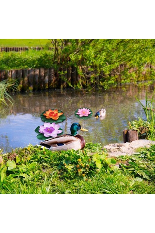 Symbee 10cm Diametre Sahte Lotus Çiçeği - Akvaryum, Havuz, Göl Dekorasyonu - Su Üstünde Kayabilen - Gerçekçi Görünüm - Dayanıklı Eva Malzeme