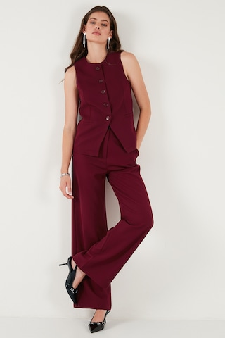 Lela Wide Leg Orta Yüksek Bel Bol Paça Kumaş Bayan Pantolon 6522974 Bordo