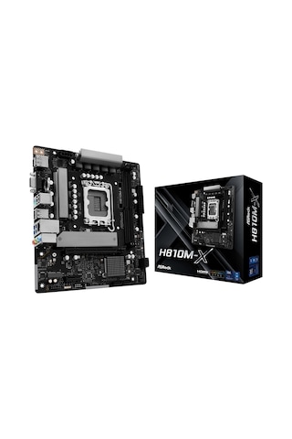 Asrock H810m-x 6400mhz Ddr5 Soket 1851 M.2 Usb 3.2 Hdmı D-sub Matx Anakart H810m-x