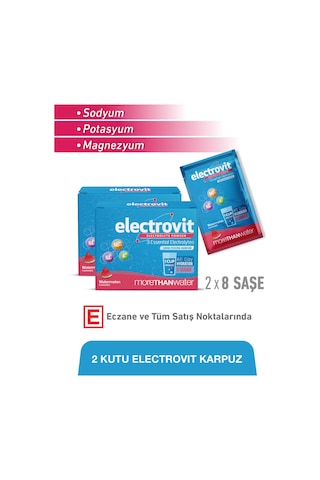 Electrovit Karpuz Sodyum, Potasyum, Magnezyum İçeren Elektrolit Tozu 2x 8 Saşe