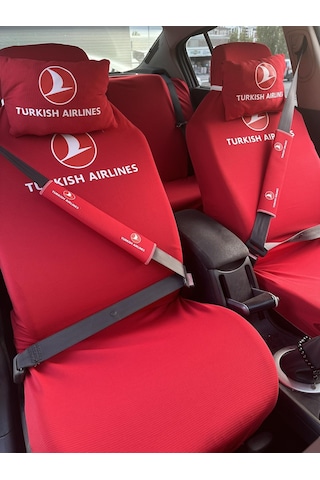 Thy Baskılı Oto Servis Kılıfı, Kemer Pedi, Yastık Takımı Kırmızı Kırmızı