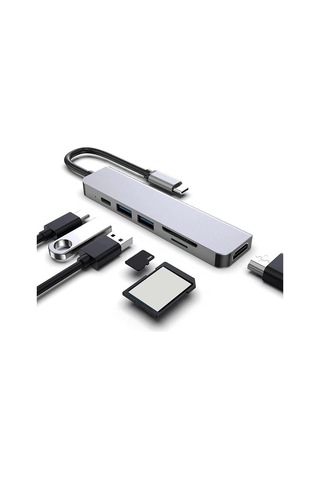 Uyumlu Type C To 4k Hdmı Usb 3.0 Sd Tf Pd Type-c Taşınabilir 7in1