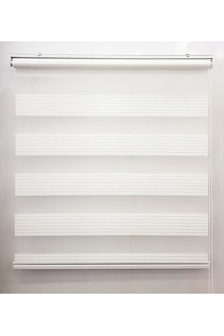 Geniş Pilise Beyaz Zebra Perde Beyaz