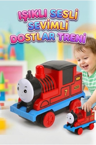Işıklı Gülen Yüzlü Sevimli Dostlar Treni - 12 Cm Çocuklar İçin Eğitici Lokomotif