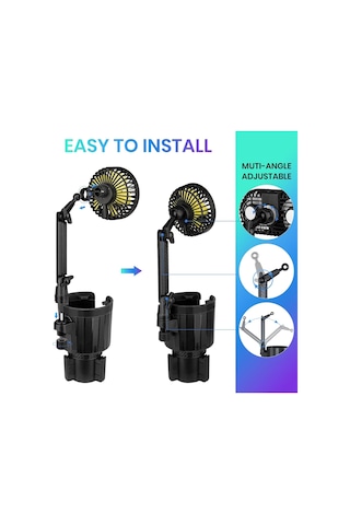 Araba Fan, Renkli Işıklu Araba Fan Kupası Tutucu, Usb Aracı Soğutma Hava Fan