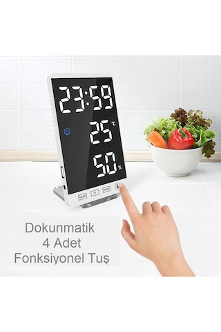 UpWay 6 inç Dijital Aynalı LED Ekran Masa Saati Alarm Sıcaklık Ne
