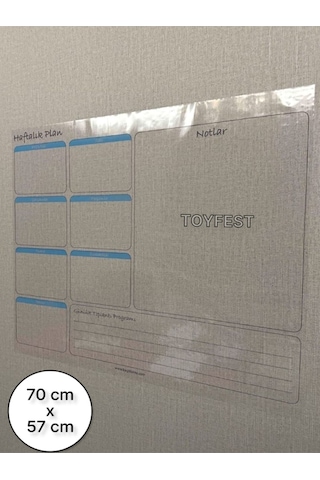 Duvara Kendiliğinden Manyetik Yapışan Haftalık Program Planlayıcı Takvim 70 X 57 Cm Şeffaf