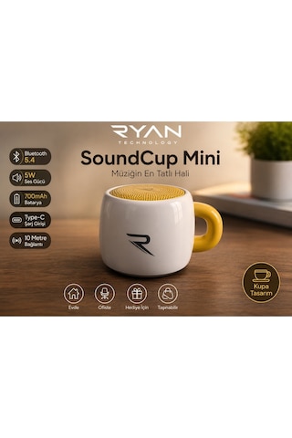 Kahve Kupa Tasarımlı Taşınabilir Hoparlör Mini Kablosuz Bluetooth Hoparlör Bluetooth 5.4 5w Güçlü Ses Soundcup Ry-sc01