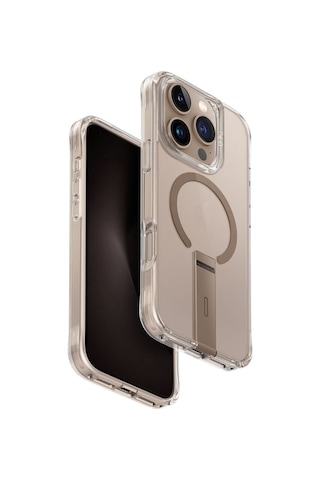 Apple Uyumlu iPhone 16 Pro Kılıf Eleva Serisi Standlı Magsafe Özellikli Magclick Premium Kılıf Gold