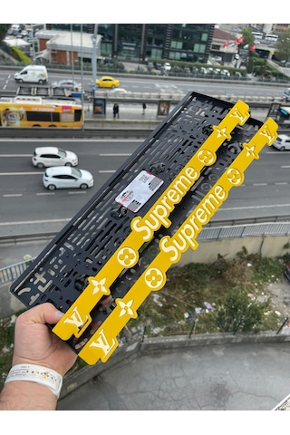 Supreme Özel Tasarım Sarı Pleksi Plakalık