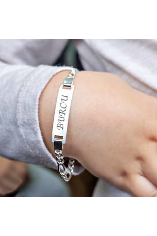 İsim Yazılı Gümüş Bebek Künye Çocuk Bileklik Csb01