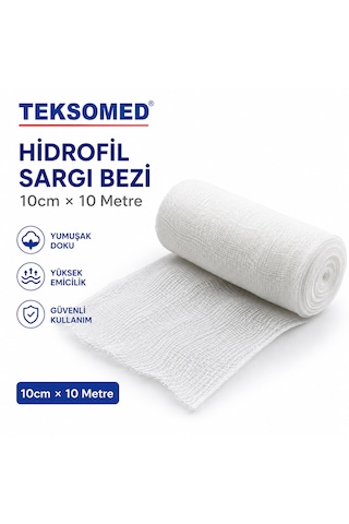 Teksomed Hidrofil Sargı Bezi 10 Cm 10 Metre 100 Adet