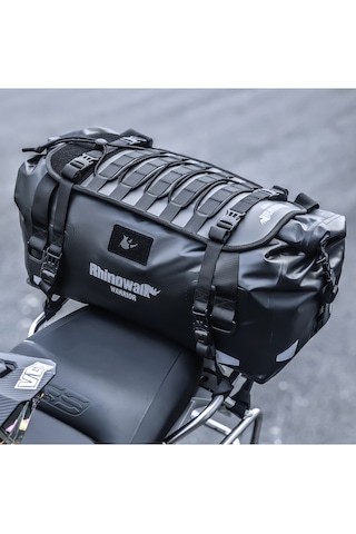 Rhinowalk Su Geçirmez Motosiklet Duffel Çanta 20-40-65lt Kuyruk Çantası, Arka Koltuk Çantası, Roll-top Seyahat Ekipman Çantası Siyah