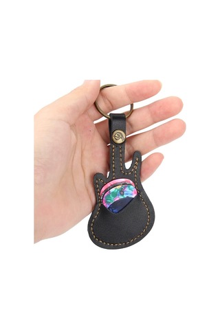 Pena Tutucu Gitar Anahtarlık Kılıfı Deri Çanta Siyah B Diğer