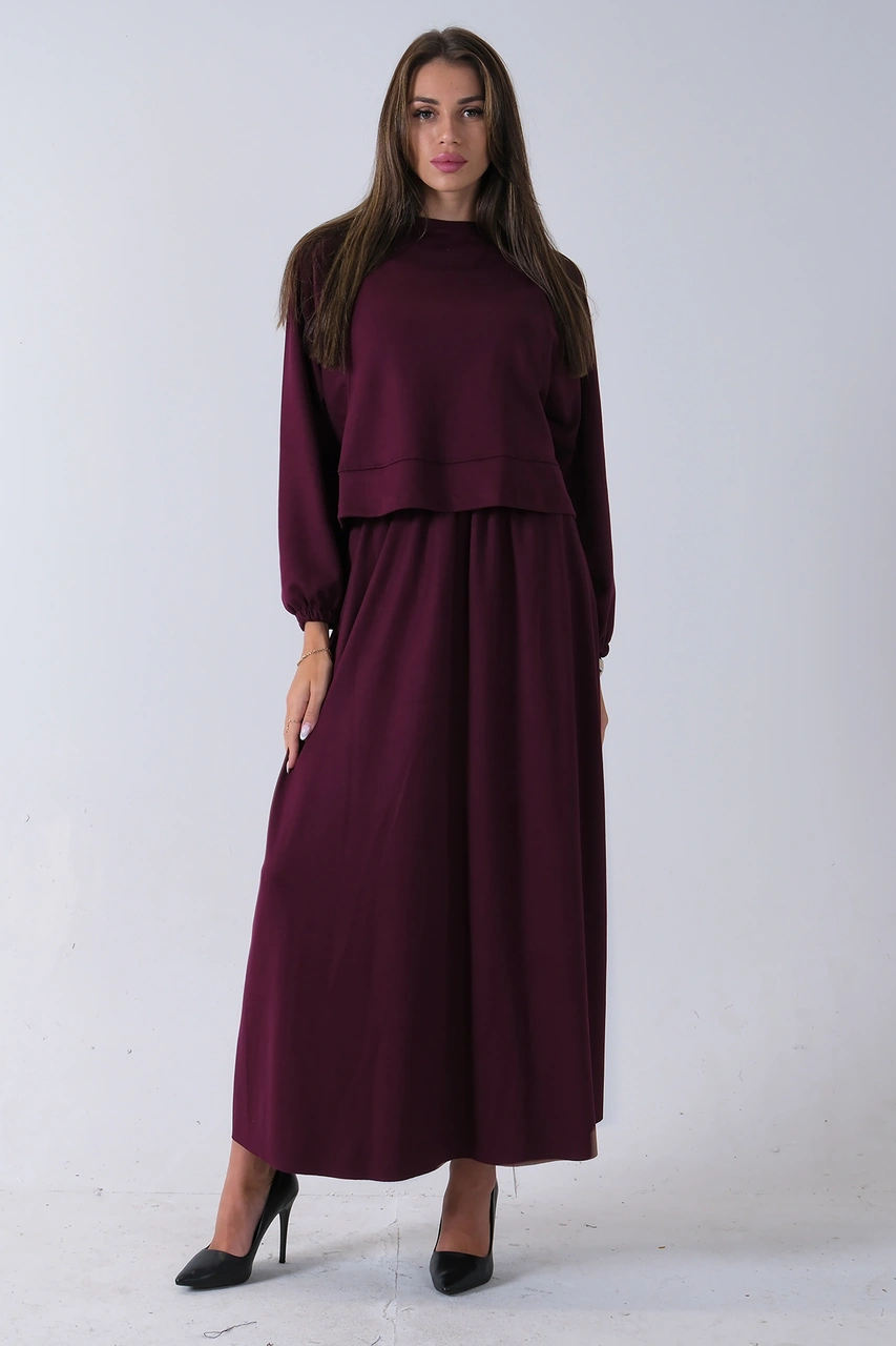 Feminist Mürdüm Önü Yarasakol Etekli Takım 31040702.21 Mürdüm