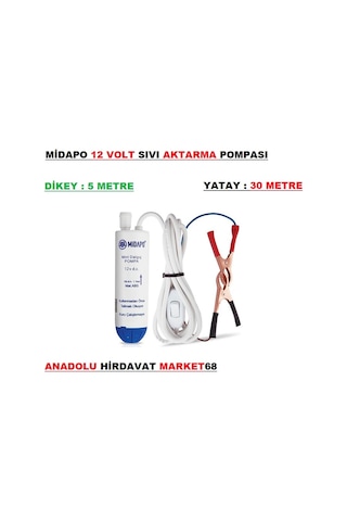 Midapo 12 Volt Mazot Aktarma Pompası Dalgıç Süt Sıvı Su Aktarma 1