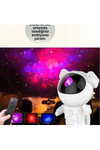 Astronot Nebula Yıldız Ve Ay Projeksiyon Lambası Bluetooth, Uzaktan Kumanda Ve Zamanlayıcı