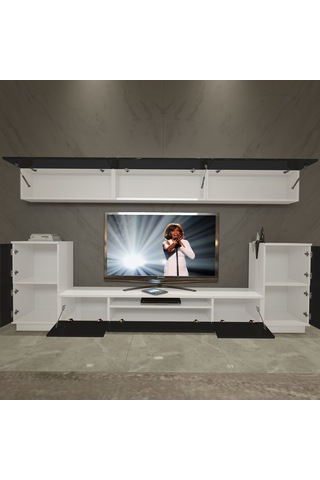 Decoraktiv Trendstyle 9s Slm Tv Ünitesi Tv Sehpası Beyaz - Siyah