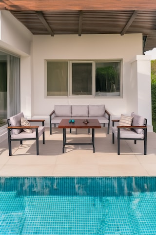 Neokas Bahce Mobilyası, Modern Balkon Mobilyası, Kafe Oturma Takımı, Teras Koltugu, 1+1+3+m Antrasit