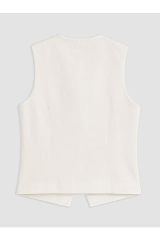 Lcw Comfort Beyaz Bisiklet Yaka Kadın Klasik Yelek
