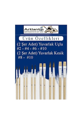 Ahşap Palet Oval Naturel 12 Li Resim Fırçası Seti 1 Paket Yuvarlak Ve Kesik Uçlu Boyama Fırçası Akrilik Yağlı