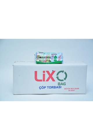 Lixo Çöp Poşetİ Büyük Boy 65 x 80 Cm 10 lu Rulo 50 Paket 500 Adet Mavi