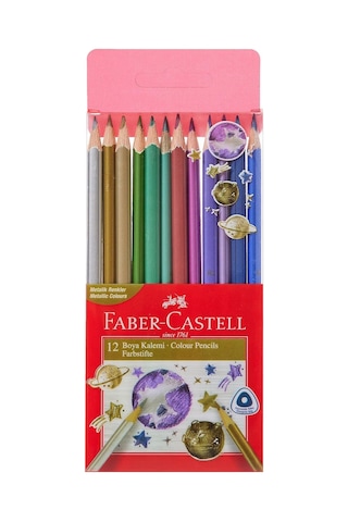 Faber-castell Üçgen Kuru Boya Kalemi Metalik Renkler 12'li Genel