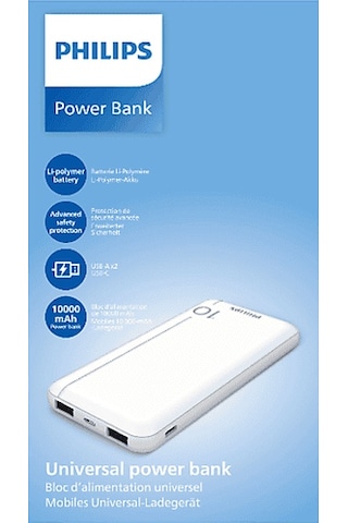 Philips DLP1810CW 10.000 Mah 2XUSB-A 2.1A USB-C Çıkış Powerbank