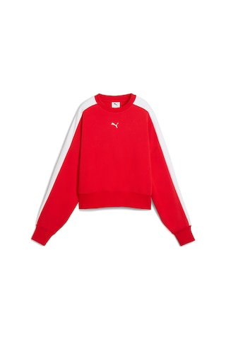 Puma T7 Over Oversized Crew Kadın Kırmızı Bisiklet Yaka Sweatshirt Kırmızı