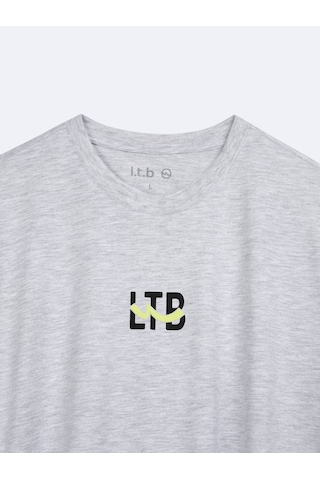 Logo Baskılı Gri T-shırt Gri