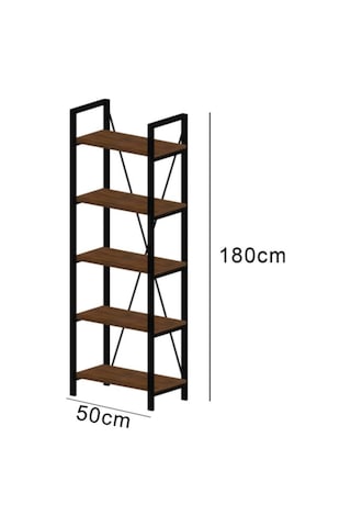 Wood House - Bahar 5 Raflı Li Kitaplık - Ceviz