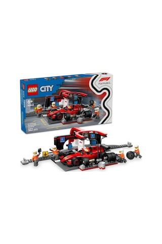 LEGO® City Ferrari Arabalı F1® Pit Stop ve Pit Ekibi 60443 - 6 Yaş ve Üzeri Çocuklar için Yarış Arabası İçeren Oyuncak Yapım Seti (322P)