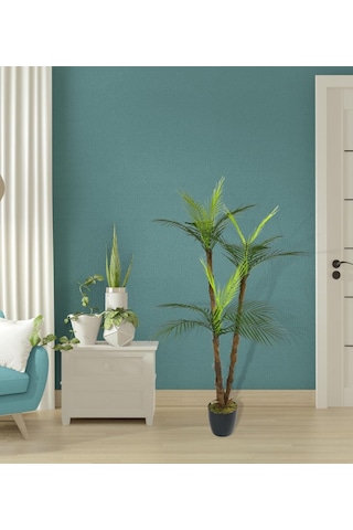 Yapay Ağaç Areka Palmiye 3Katlı 3 Dal 18 Yaprak 130cm Salon Çiçeğ