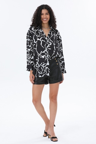Pera Moda Oversize Saten Gömlek Mor
