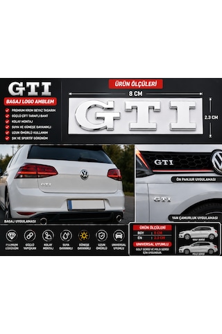 Volkswagen Golf Gtı Polo Gtı Bagaj Logo Amblem Krom Beyaz 0