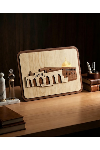 Zaytoon Kudüs Mescid-i Aksa Ahşap Duvar Tablosu Dekoratif Kıble Camii Ahşap Duvar Dekoru P00024
