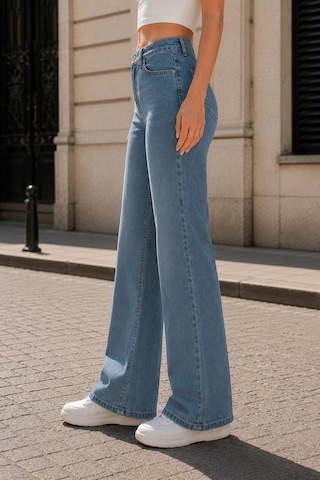 Cedy Denim Cedy Denım Kadın Yüksek Bel Toparlayıcı Likralı Bootcut İspanyol Paça Jean Pantolon E7030 Buz Mavisi