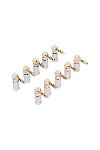 Konesam 90 Derece Alüminyum Kasa Bronz Kaplama Muz Plug 4mm , Ses Sistemi Hoparlör Kablosu Bağlantısı, 10 Adet 5 Çift - 24k Altın Kaplama, Kısa Devreyi Önler, Kolay Kurulum
