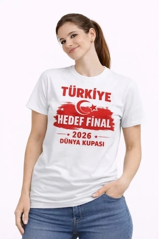 Valensdesign Türkiye Baskılı Tişört Ay Yıldız 2026 Dünya Kupası Taraftar Forma T-shirt - Beyaz