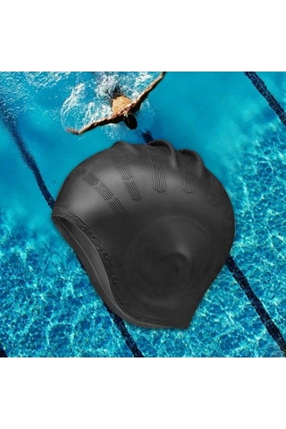 Ganzhoushop Yüzmek Yüzme Yumuşak Suntek Siyah Silikon Kaymaz Kap Kadın Pc Siyah