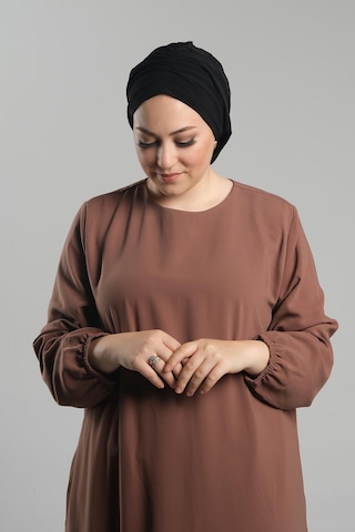 Siyah Pratik Hazır Geçmeli Tesettür Bone Sandy Büzgülü Salaş 2119 01 Siyah