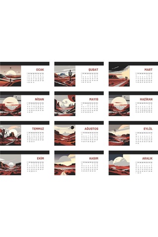 Çöl Temalı Poster Masaüstü Takvimi-2220