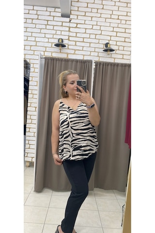 Tuba Toptaş Saten Bluz Zebra Desen Renkli
