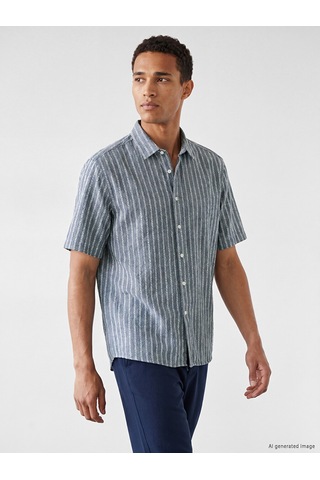 Lcw Vision Mavi Regular Fit Çizgili Desenli Erkek Gömlek