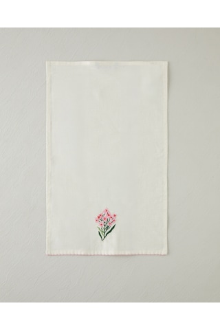English Home Blossom Frame Pamuk Polyester Nakışlı Kurulama Bezi 30x50 Cm Pembe